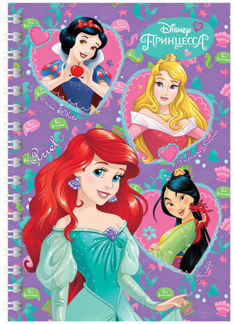 Блокнот МАЛЫЙ ФОРМАТ (150х115 мм) А6, 80 л., гребень, клетка, "Принцессы", HATBER, 80ЗКтд6В1гр_22469