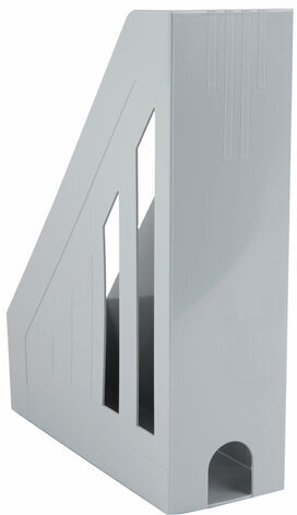 Лоток вертикальный для бумаг BRAUBERG "Contract" (260х85х300 мм), отверстия на торцах, серый, 230887