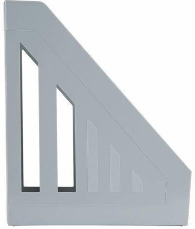 Лоток вертикальный для бумаг BRAUBERG "Contract" (260х85х300 мм), отверстия на торцах, серый, 230887