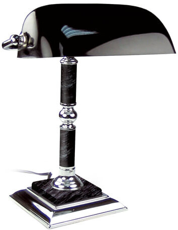 Светильник настольный из мрамора GALANT, основание - черный мрамор с серебристой отделкой, 231489