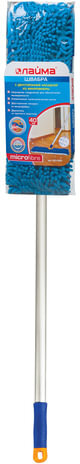 Швабра двусторонняя 40 см, телескопический черенок 130 см (алюминий), резьба 1,6 см, микрофибра, LAIMA, 601465