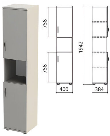 Шкаф полузакрытый "Этюд", 400х384х1942 мм, цвет серый (КОМПЛЕКТ)