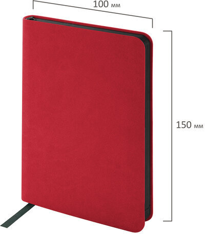 Ежедневник недатированный МАЛЫЙ 100х150 мм А6 BRAUBERG "Metropolis Mix", под кожу, 136 л., красный, 113304