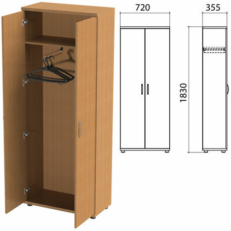 Шкаф для одежды «Эко», 720х355х1830 мм, бук бавария (КОМПЛЕКТ)