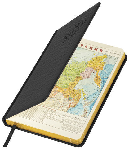 Ежедневник датированный 2023 А5 138x213 мм BRAUBERG "Comodo", под кожу, черный, 114017