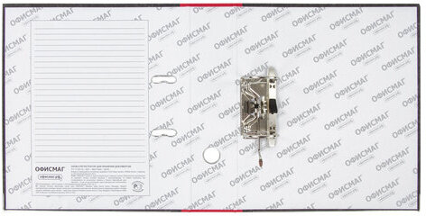 Папка-регистратор ОФИСМАГ, фактура стандарт, с мраморным покрытием, 75 мм, красный корешок, 225584