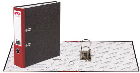 Папка-регистратор ОФИСМАГ, фактура стандарт, с мраморным покрытием, 75 мм, красный корешок, 225584