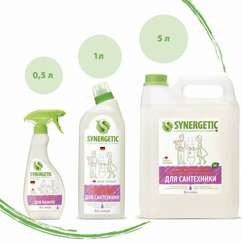 Средство для удаления известкового налета и ржавчины 500 мл SYNERGETIC, распылитель, ЭКО, 104052