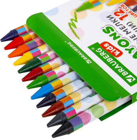 Восковые мелки BRAUBERG KIDS, НАБОР 12 цветов, 271696