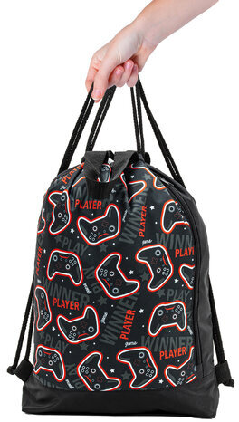 Мешок для обуви ЮНЛАНДИЯ, с ручками, боковой карман на молнии, 46х36 см, "Play game", 271066