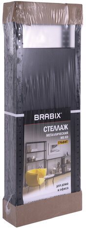 Стеллаж металлический BRABIX "ГРАФИТ MS KD-180/30/70-5", лофт, 1800х700х300 мм, 5 полок, 291267, S240BR123593