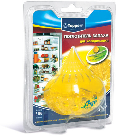 Поглотитель запаха для холодильника TOPPERR "ЛИМОН", гелевый, 3108
