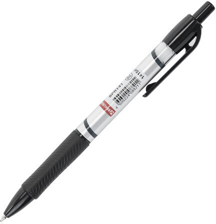 Ручка шариковая автоматическая с грипом BRAUBERG "Leader", ЧЕРНАЯ, корпус с печатью, узел 0,7 мм, линия письма 0,35 мм, 141541