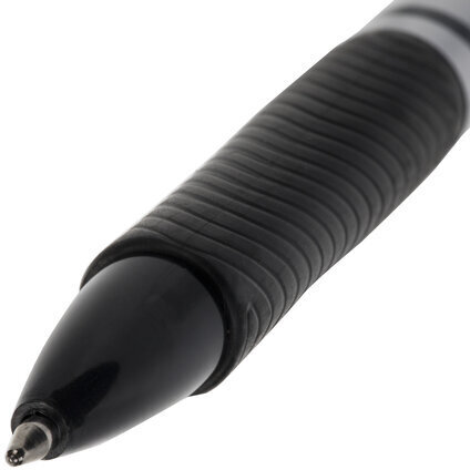 Ручка шариковая автоматическая с грипом BRAUBERG "Leader", ЧЕРНАЯ, корпус с печатью, узел 0,7 мм, линия письма 0,35 мм, 141541