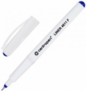 Ручка капиллярная (линер) СИНЯЯ CENTROPEN "Liner", трехгранная, линия письма 0,3 мм, 4611, 2 4611 0106