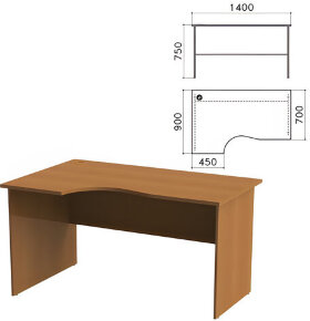 Стол письменный эргономичный &quot;Монолит&quot;, 1400х900х750 мм, левый, цвет орех гварнери, СМ5.3