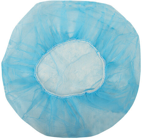 Шапочка-берет голубая, КОМПЛЕКТ 100 шт., спанбонд 14 г/м2, KLEVER