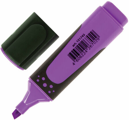 Текстовыделитель BRAUBERG "SUPER", ФИОЛЕТОВЫЙ, прорезиненный корпус, линия 1-5 мм, 151743