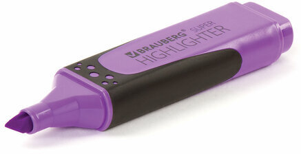 Текстовыделитель BRAUBERG "SUPER", ФИОЛЕТОВЫЙ, прорезиненный корпус, линия 1-5 мм, 151743