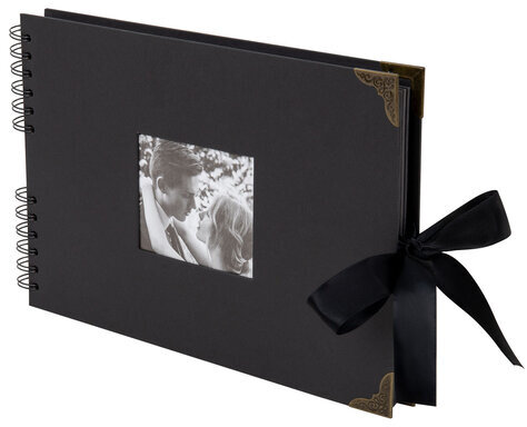 Фотоальбом 21х30 см, 40 черных листов, уголки/стикеры/ручка/клей/трафареты/маркеры, BRG Black, 880654