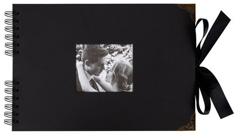 Фотоальбом 21х30 см, 40 черных листов, уголки/стикеры/ручка/клей/трафареты/маркеры, BRG Black, 880654