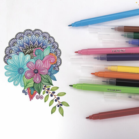 Фломастеры ГАММА "Классические", 12 цветов, вентилируемый колпачок, картонная упаковка, 180319_11