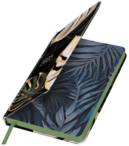 Ежедневник датированный 2025 А5 138x213 мм, BRAUBERG "Vista", под кожу твердый, "Листья", 115877