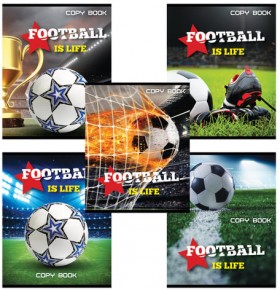 Тетрадь А5, 48 л., BRAUBERG, клетка, выборочный лак, МИРОВОЙ ФУТБОЛ, 402815