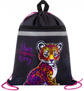 Мешок для обуви BRAUBERG, с петлей, светоотражающая полоса, 2 отделения, 46х36 см, Leopard, 272395