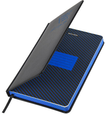 Ежедневник датированный 2024 А5 138x213 мм BRAUBERG "Chameleon", под кожу, черный/синий, 114929