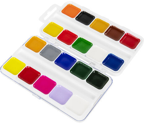 Краски акварельные BRAUBERG KIDS, медовые, 20 цветов, квадратные кюветы, пластиковый пенал, 192283