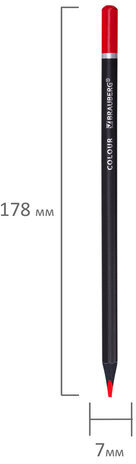 Карандаши цветные чёрное дерево BRAUBERG BLACK WOOD, 12 цветов, трехгранный корпус, грифель мягкий 3 мм, 181948