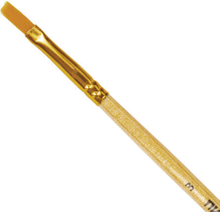 Кисть ПИФАГОР, СИНТЕТИКА, плоская, № 3, деревянная лакированная ручка, с колпачком, 200856