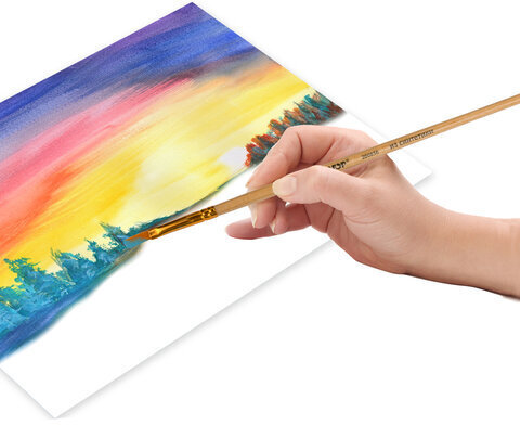 Кисть ПИФАГОР, СИНТЕТИКА, плоская, № 3, деревянная лакированная ручка, с колпачком, 200856