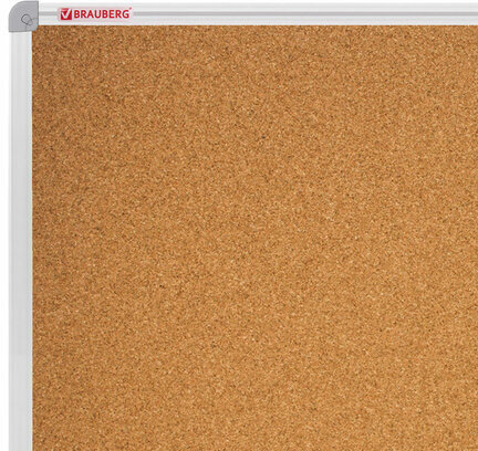 Доска пробковая для объявлений 100х150 см, алюминиевая рамка, ГАРАНТИЯ 10 ЛЕТ, РОССИЯ, BRAUBERG, 238181
