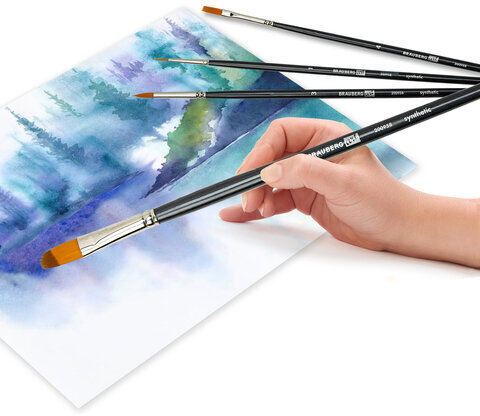 Кисти художественные набор 5 шт., синтетика, BRAUBERG ART CLASSIC, № 1-10, 200958