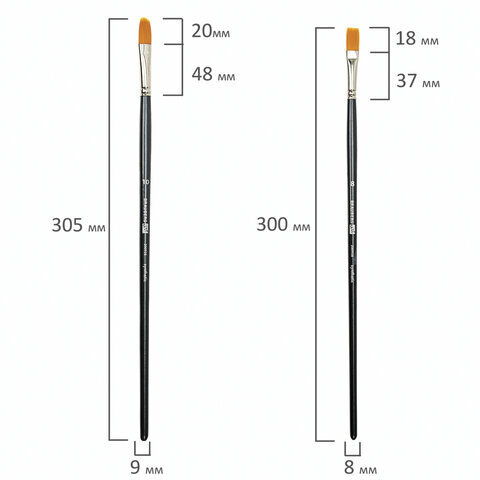 Кисти художественные набор 5 шт., синтетика, BRAUBERG ART CLASSIC, № 1-10, 200958