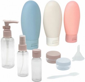 Дорожный набор флаконов в косметичке, 8 флаконов (80 мл / 3х60 мл / 50 мл / 30 мл / 2х10 мл), DASWERK, 609300