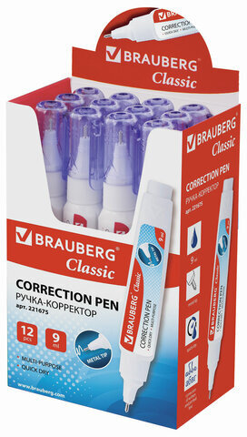 Ручка-корректор BRAUBERG, 9 мл, металлический наконечник, 221675
