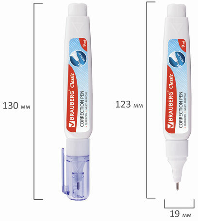 Ручка-корректор BRAUBERG, 9 мл, металлический наконечник, 221675