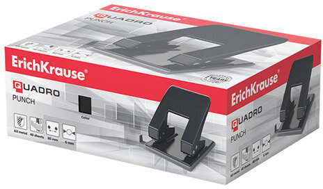 Дырокол металлический ERICH KRAUSE "Quadro", до 40 листов, черный, 4669