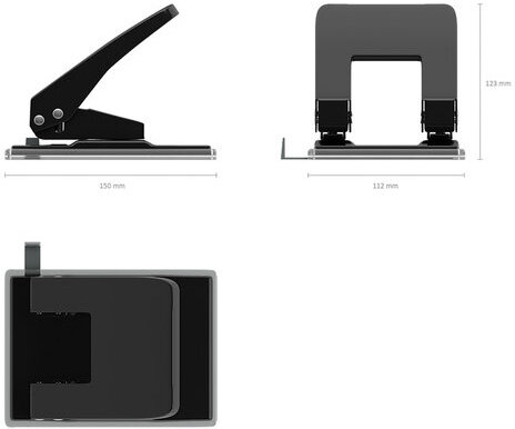 Дырокол металлический ERICH KRAUSE "Quadro", до 40 листов, черный, 4669
