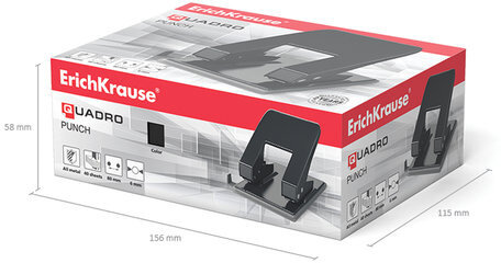 Дырокол металлический ERICH KRAUSE "Quadro", до 40 листов, черный, 4669