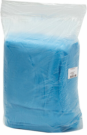 Халат одноразовый голубой на липучках КОМПЛЕКТ 10 шт., XXXL, 60-62 размер, 110 см, резинка, 30 г/м2, ОПТИТРЕЙД