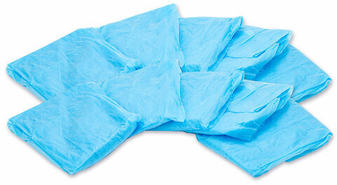 Халат одноразовый голубой на липучках КОМПЛЕКТ 10 шт., XXXL, 60-62 размер, 110 см, резинка, 30 г/м2, ОПТИТРЕЙД