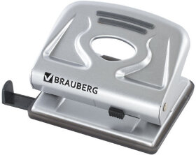 Дырокол металлический BRAUBERG &quot;Metallic&quot;, до 20 листов, серебристый, 224339