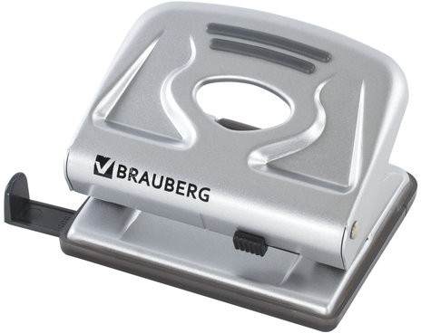 Дырокол металлический BRAUBERG "Metallic", до 20 листов, серебристый, 224339