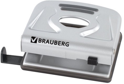 Дырокол металлический BRAUBERG "Metallic", до 20 листов, серебристый, 224339