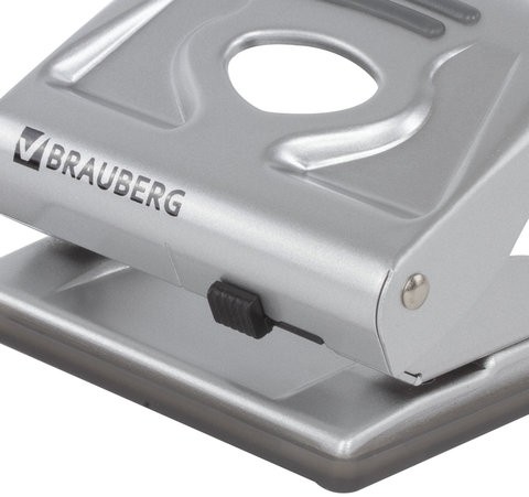 Дырокол металлический BRAUBERG "Metallic", до 20 листов, серебристый, 224339
