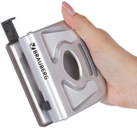 Дырокол металлический BRAUBERG "Metallic", до 20 листов, серебристый, 224339